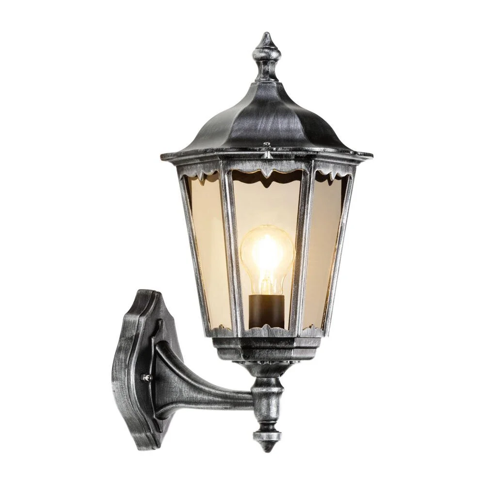 Außenwandlampe 1110 Laterne stehend schwarz-silber günstig online kaufen