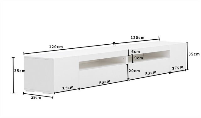 XDOVET TV-Schrank Weißer Moderner TV-Schrank, Helles Panel, 240cm 16 Variab günstig online kaufen