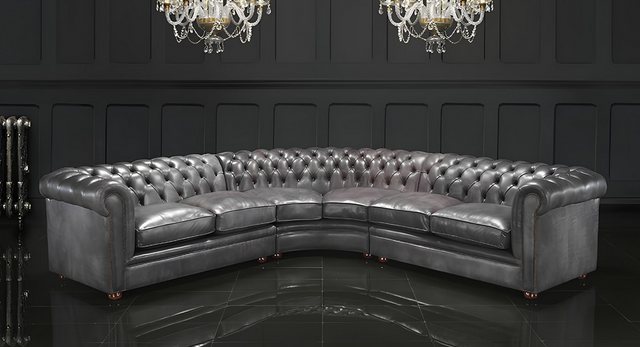 Xlmoebel Ecksofa Ecksofa Chesterfield Grau Modern Wohnzimmer, 1 Teile, Herg günstig online kaufen