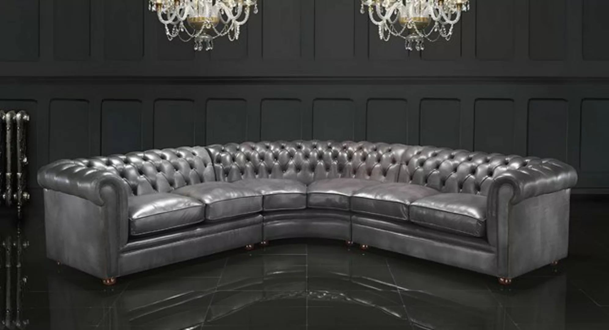 Xlmoebel Ecksofa Ecksofa Chesterfield Grau Modern Wohnzimmer, 1 Teile, Herg günstig online kaufen