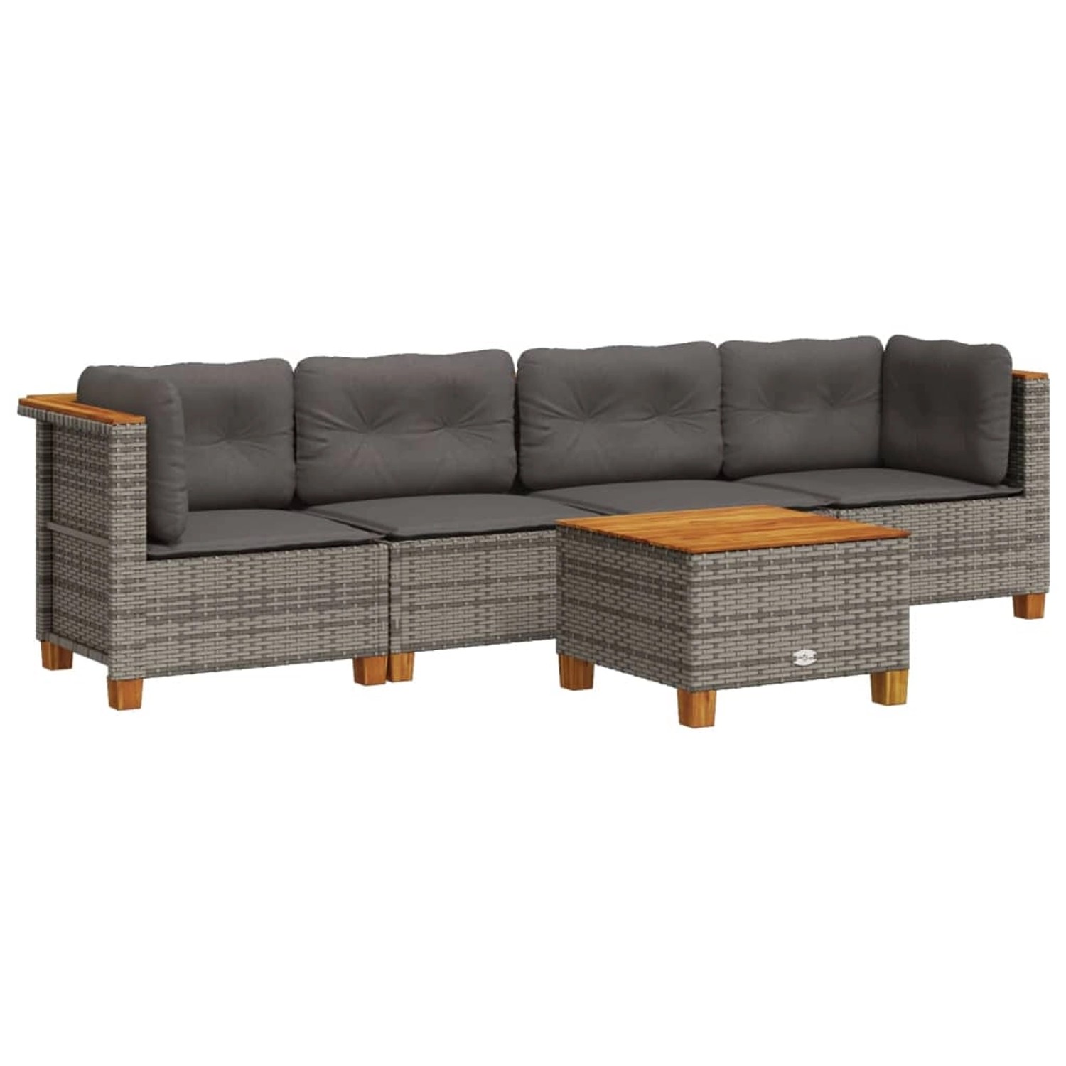 vidaXL 5-Tlg Garten-Sofagarnitur mit Kissen Grau Poly Rattan 3261726 günstig online kaufen