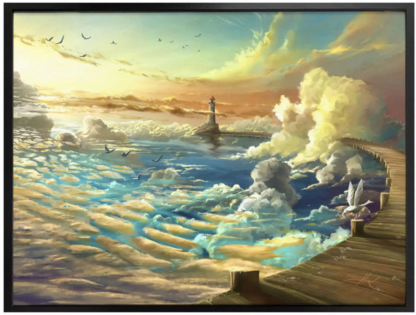 Wall-Art Poster »Surrealismus Bild Ufer des Himmels«, Schriftzug, (1 St.), günstig online kaufen