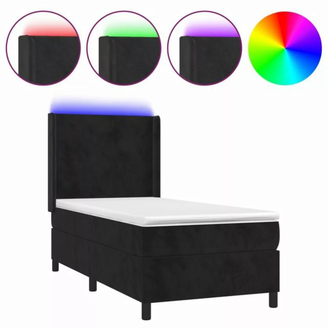 vidaXL Boxspringbett Boxspringbett mit Matratze LED Schwarz 80x200 cm Samt günstig online kaufen