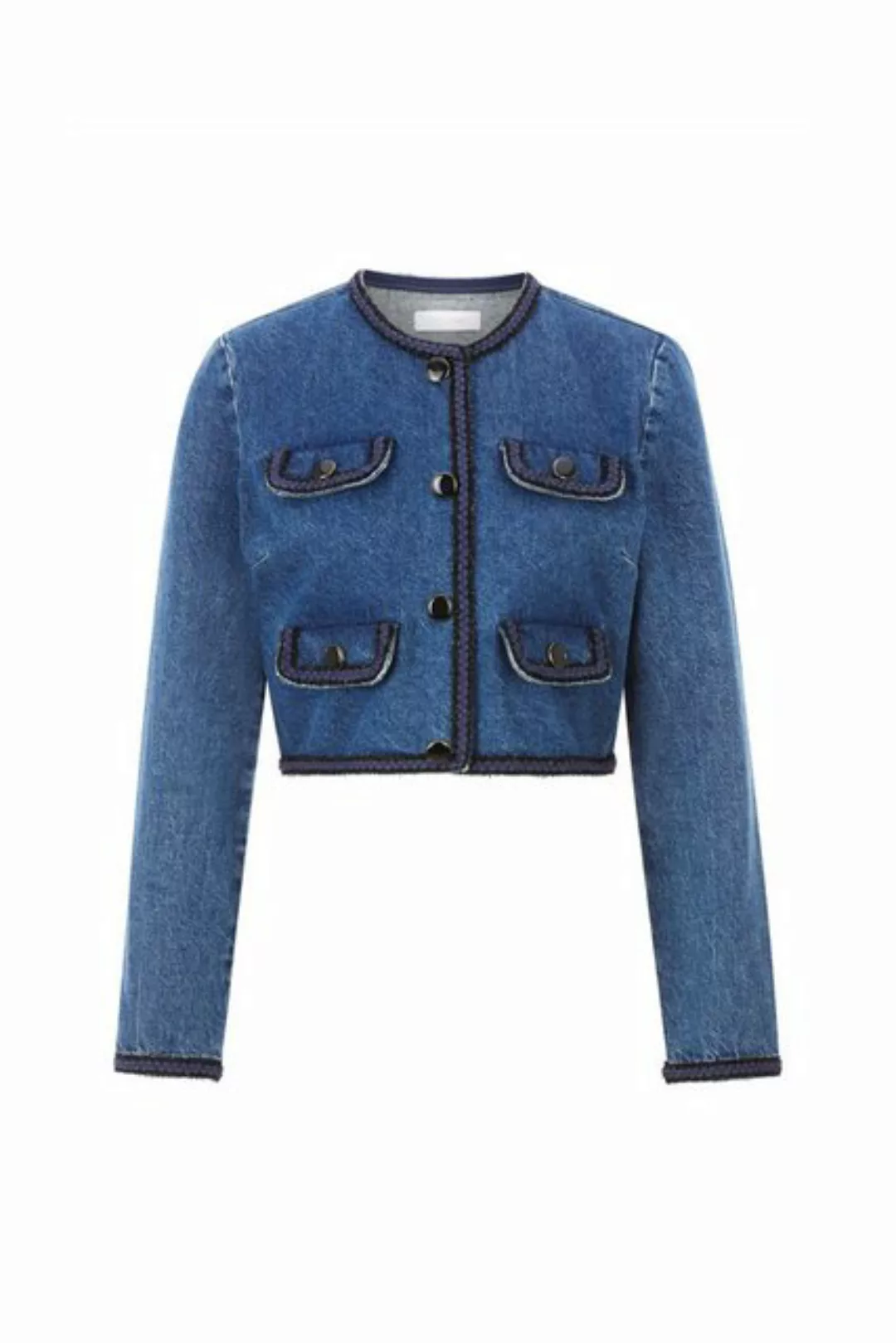 Rich & Royal Jackenblazer Boxy denim jacket with tapes günstig online kaufen