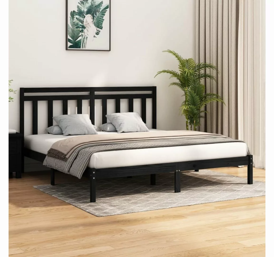 furnicato Bett Massivholzbett Schwarz 200x200 cm günstig online kaufen