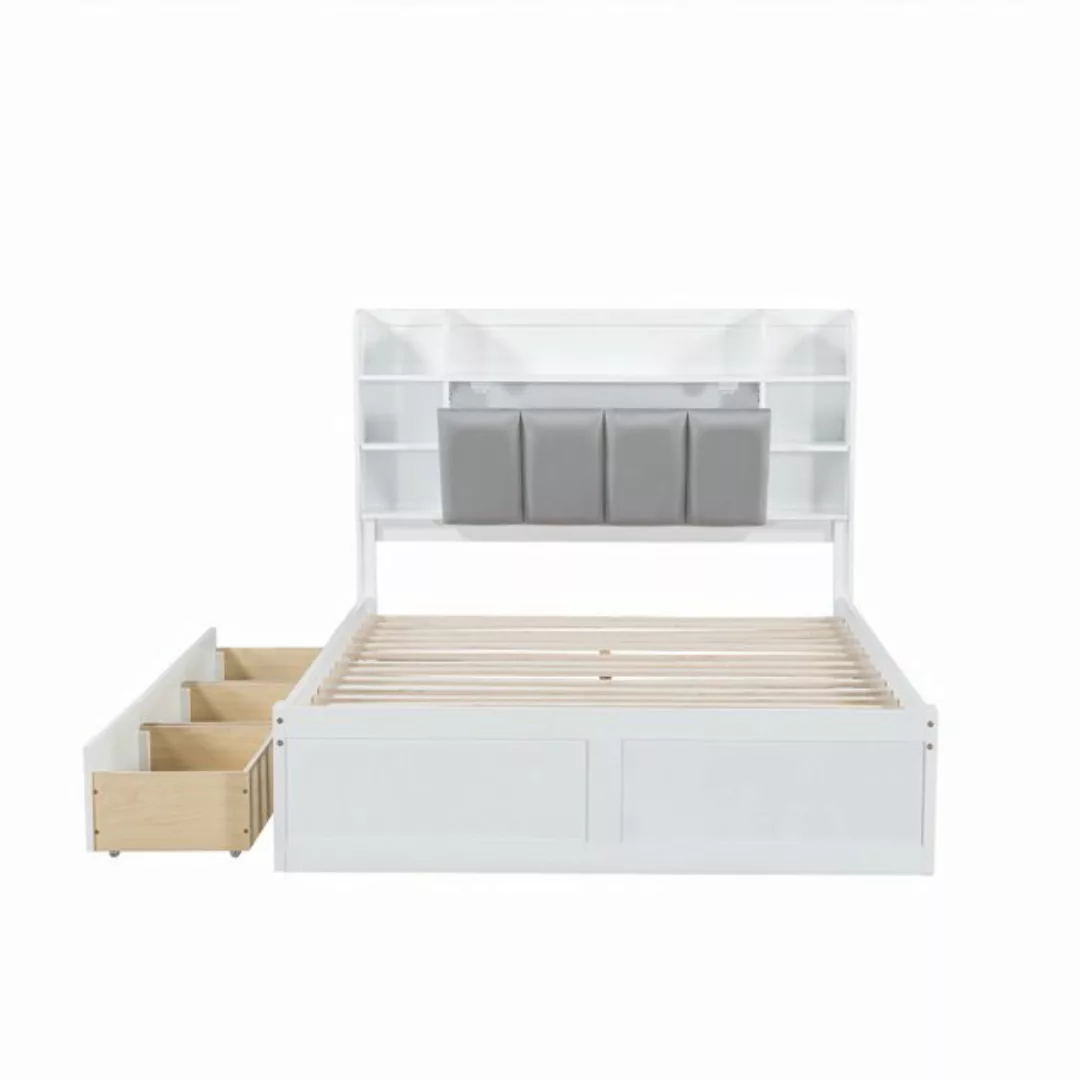 OKWISH Stauraumbett Funktionsbett Doppelbett Holzbett (mit Offenem Regal un günstig online kaufen