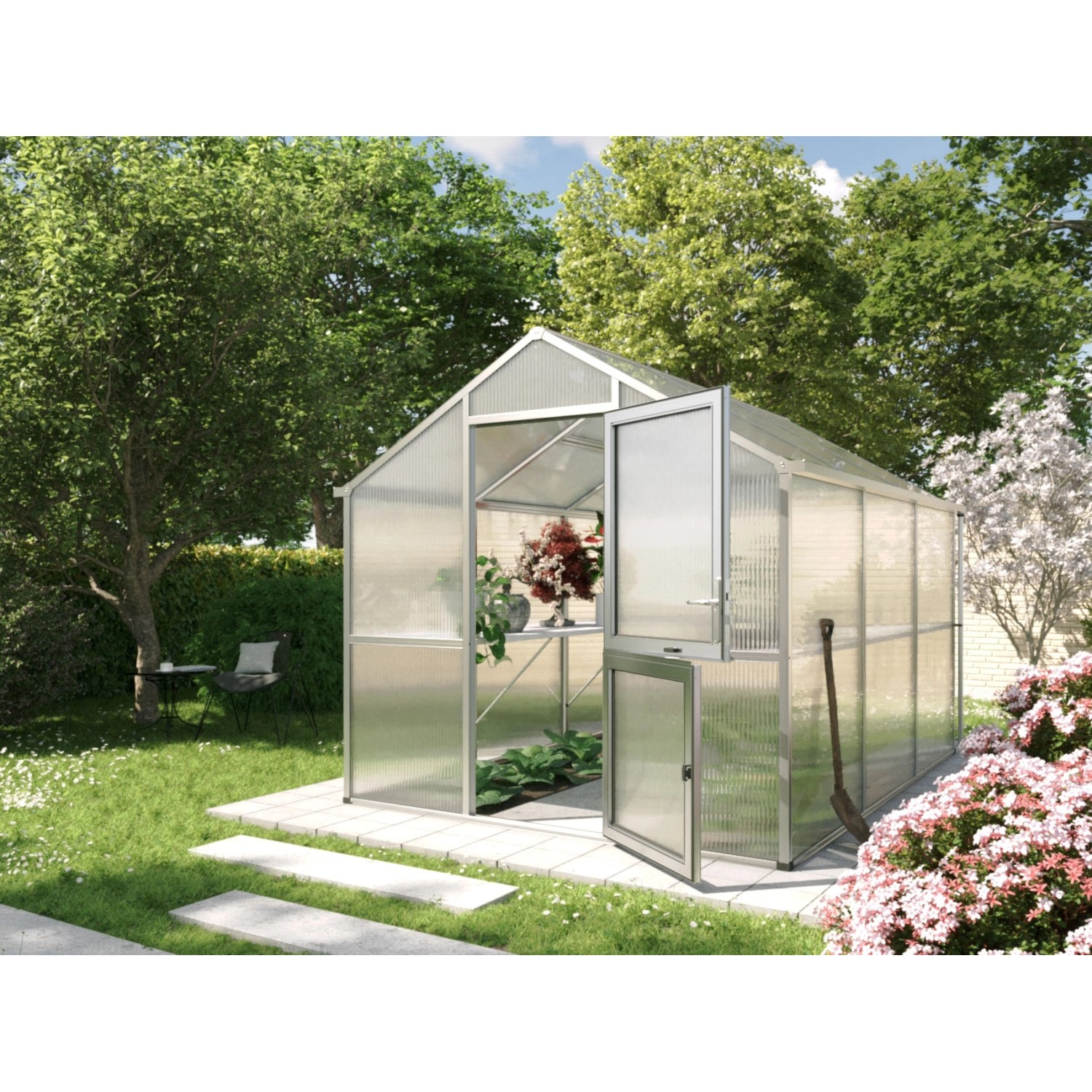 KGT Gewächshaus Alu blank 7,53 m² günstig online kaufen
