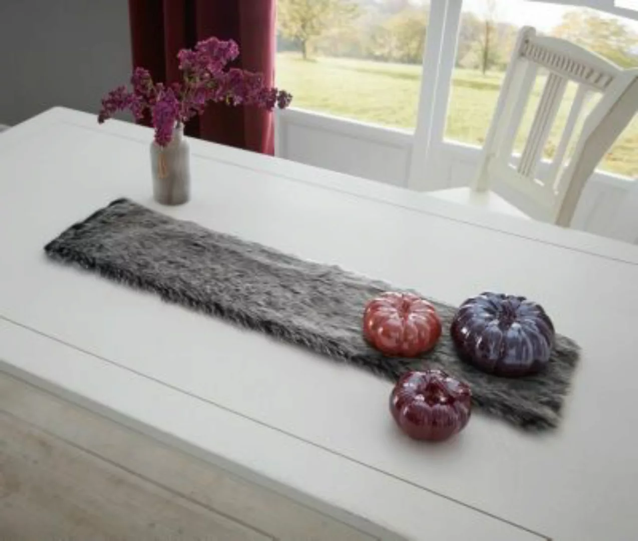 HOME Living Tischläufer SPAR-SET 2x Dunkle Felloptik Tischläufer grau günstig online kaufen