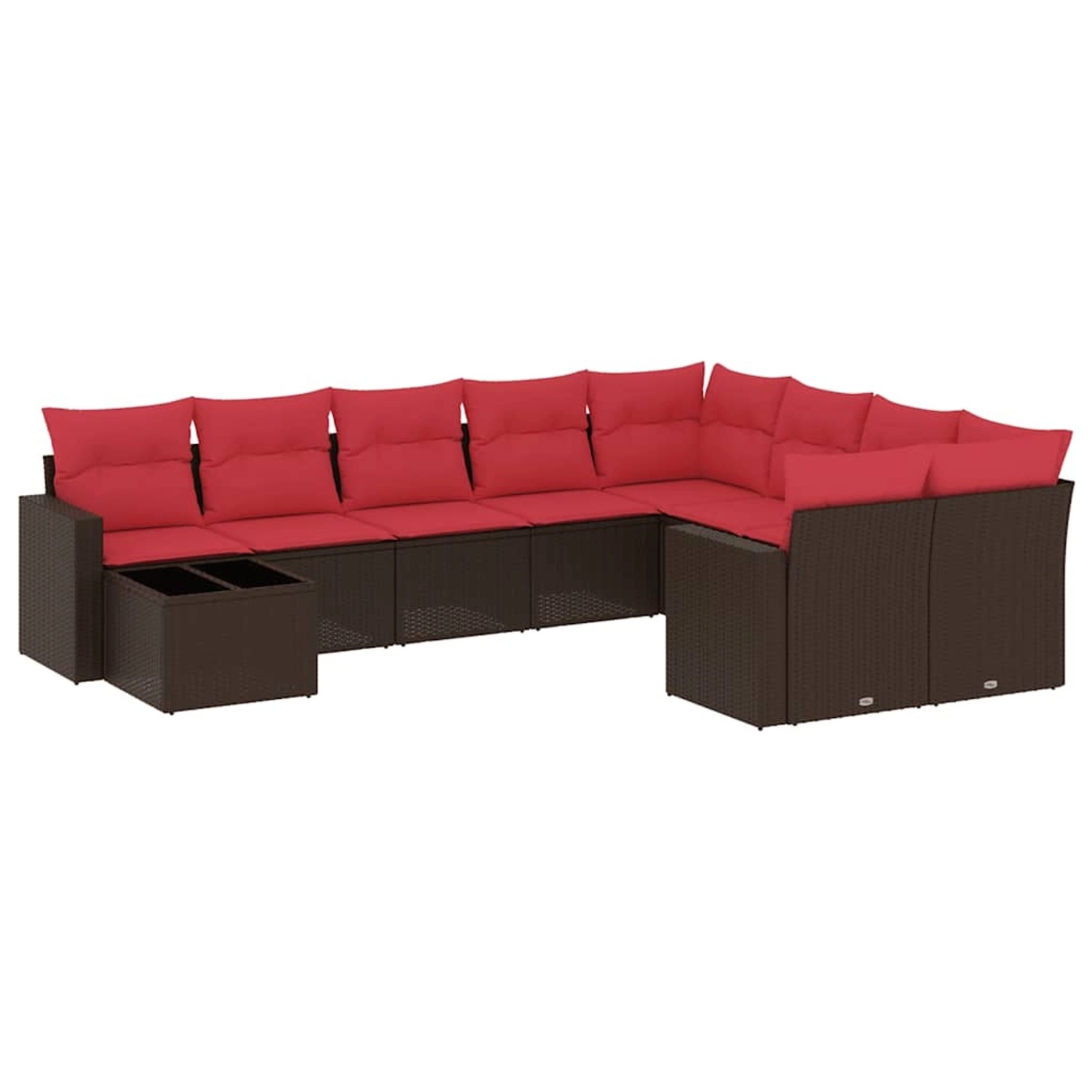 vidaXL 10-Tlg Garten-Sofagarnitur mit Kissen Braun Poly Rattan 3219454 günstig online kaufen