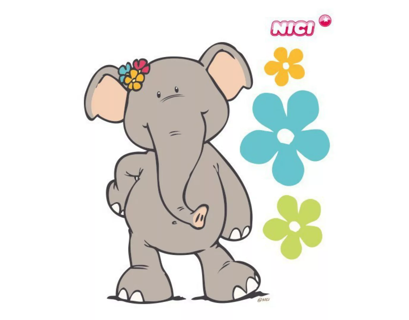 Wandtattoo Kinderzimmer NICI - Priscilla - Elefant mit Blumen günstig online kaufen