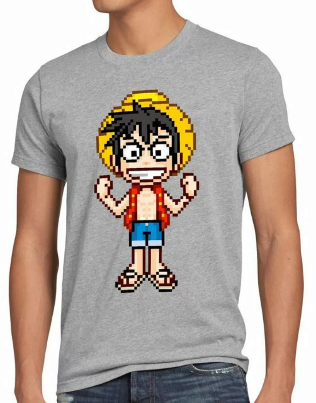 style3 Print-Shirt Herren T-Shirt Pixel Luffy piece strohhut pirat one sanj günstig online kaufen