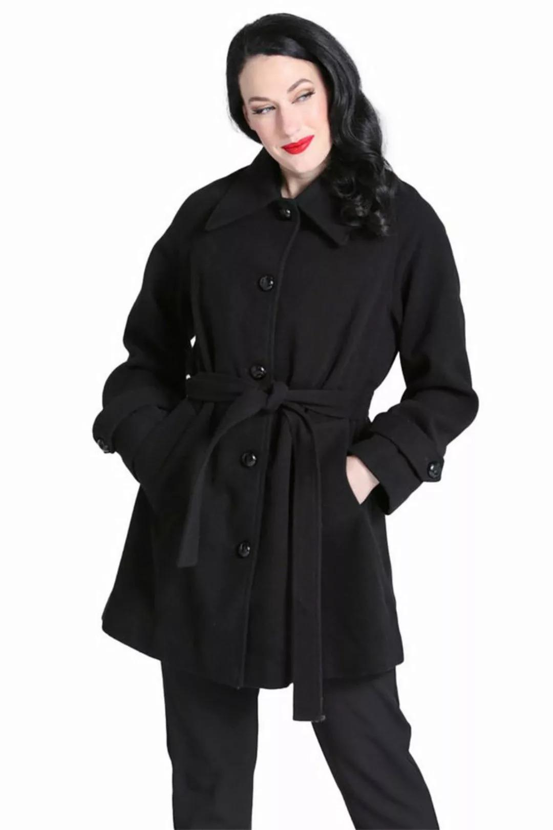 Hell Bunny Kurzmantel Juliette Coat Vintage Retro Gürtel 50er günstig online kaufen