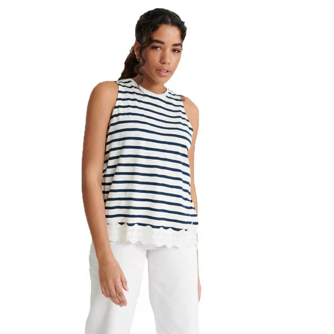 Superdry Lace Mix Ärmelloses T-shirt XS Navy Stripe günstig online kaufen
