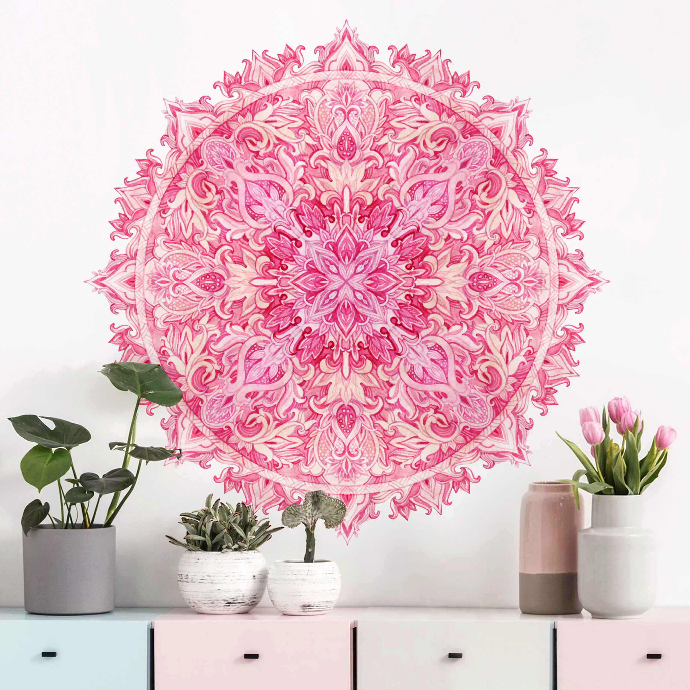 Wandtattoo Mandala handgemalt aquarell pink günstig online kaufen