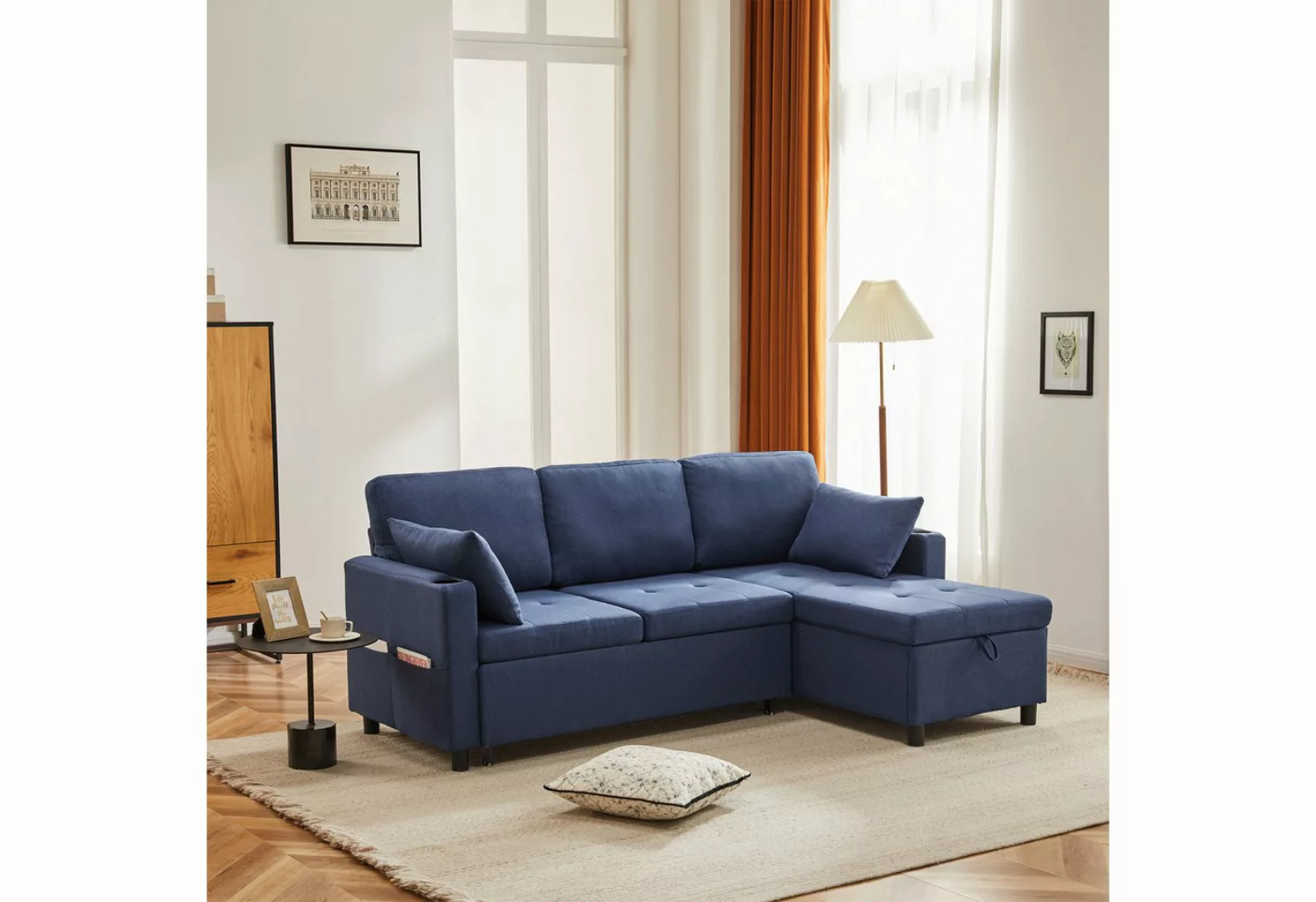 OKWISH Ecksofa L-förmiges Sofa, Schlafsofa mit Schlaffunktion mit Taschenbe günstig online kaufen