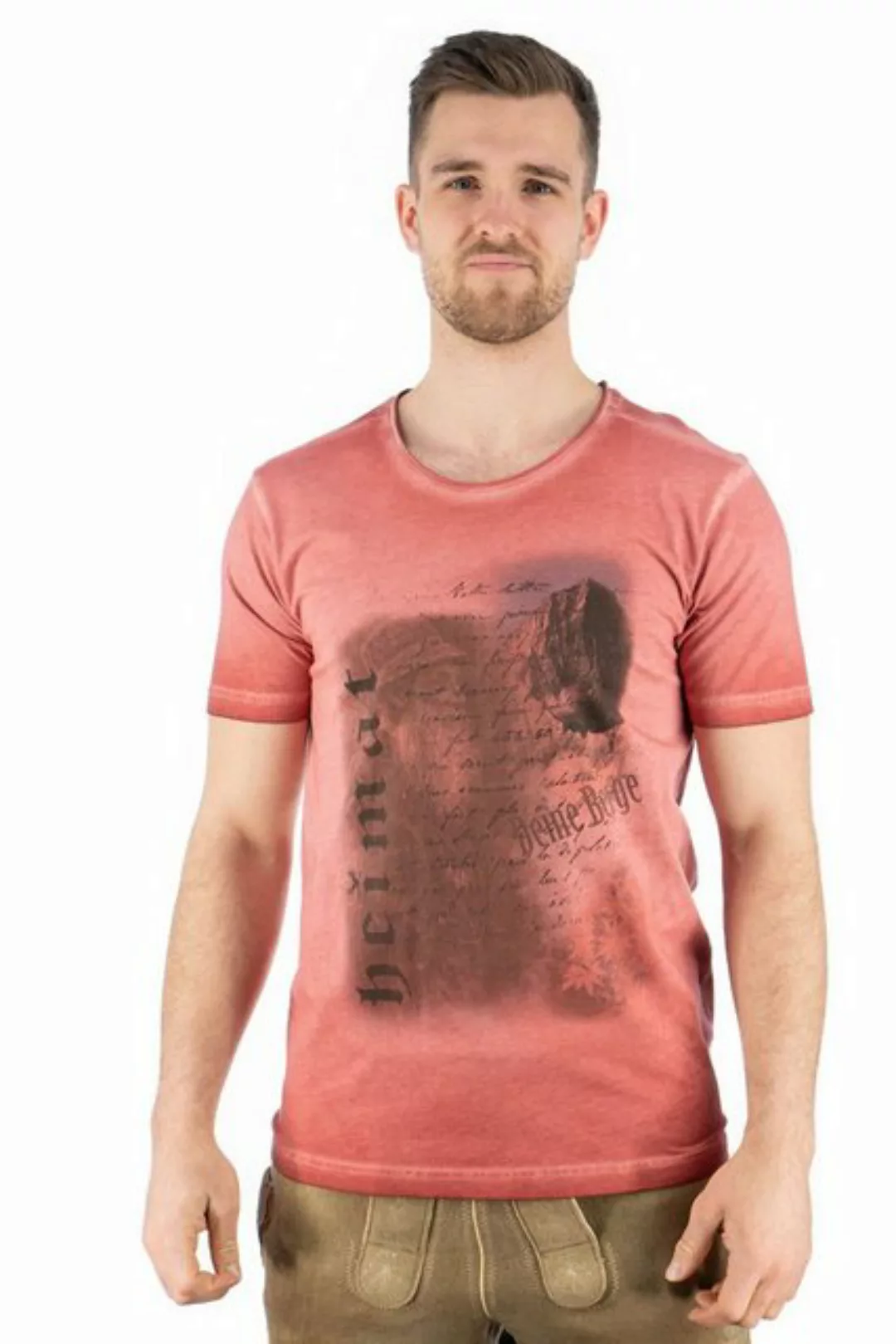 OS-Trachten Trachtenshirt Praiol Kurzarm T-Shirt mit Motivdruck günstig online kaufen