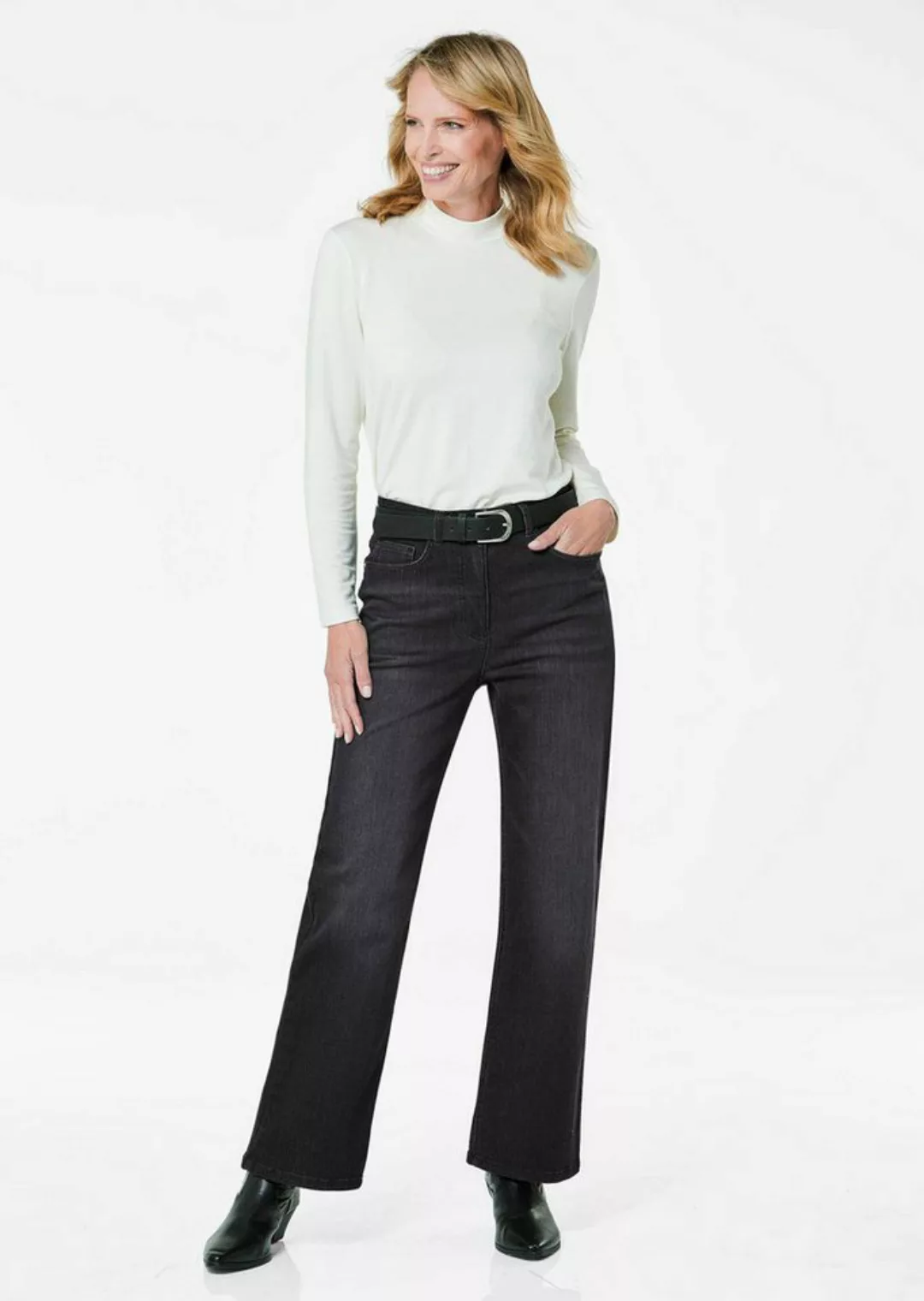 GOLDNER Bequeme Jeans Denim Jeans mit weitem Bein günstig online kaufen