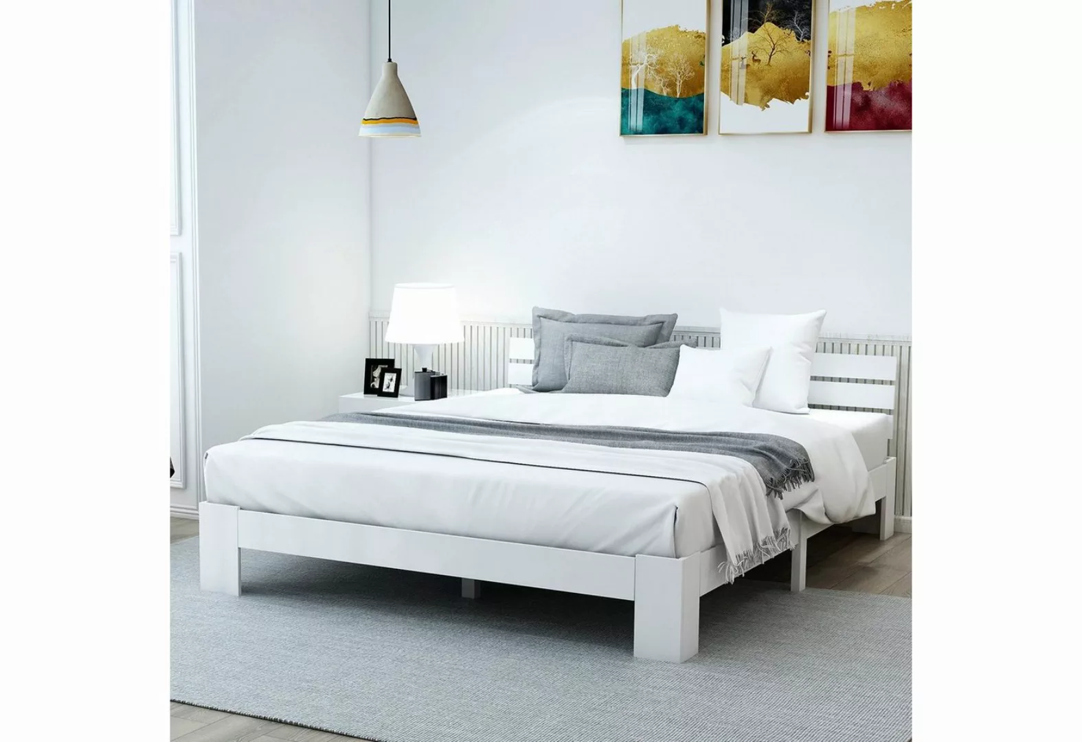 Celya Holzbett Massivholz Doppelbett mit Kopfteil, 200 x 140 cm, 100% Kiefe günstig online kaufen