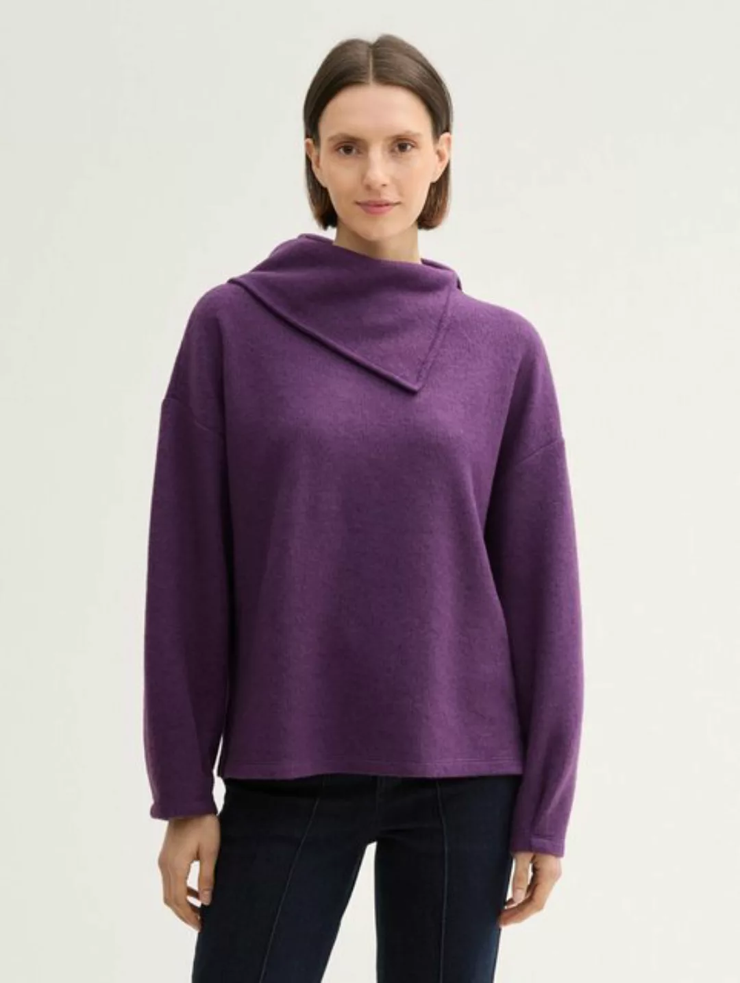 TOM TAILOR Sweatshirt Sweatshirt mit asymmetrischem Kragen günstig online kaufen