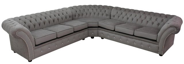 Xlmoebel Ecksofa Textil Chesterfield Ecksofa in Grau mit Polsterung und Sto günstig online kaufen