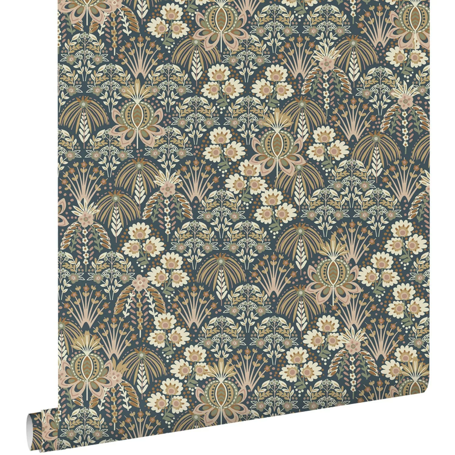 ESTAhome Tapete Blumenmuster Dunkelblau 50 x 900 cm 130975 günstig online kaufen