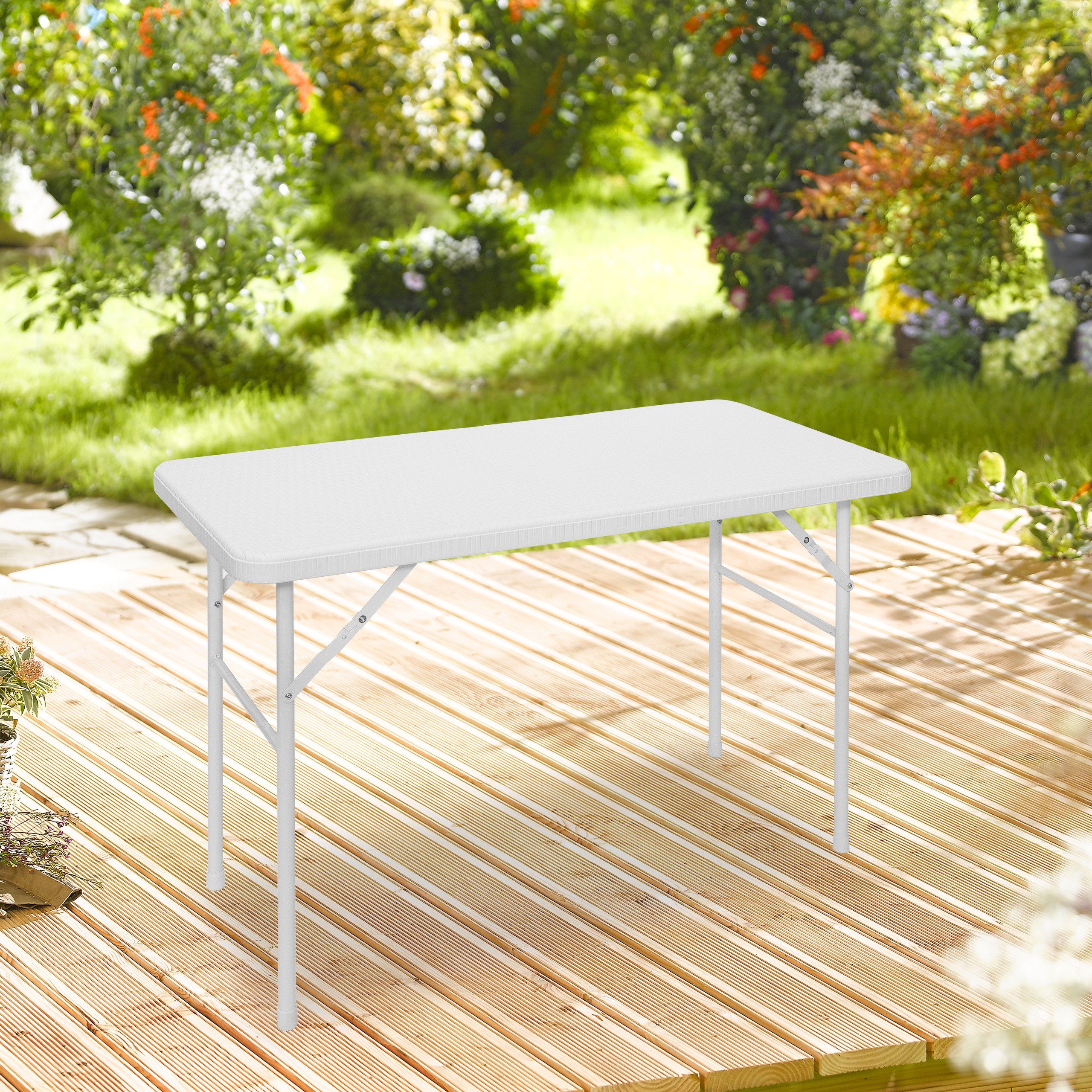 relaxdays Klapptisch Gartentisch klappbar BASTIAN, Weiß günstig online kaufen