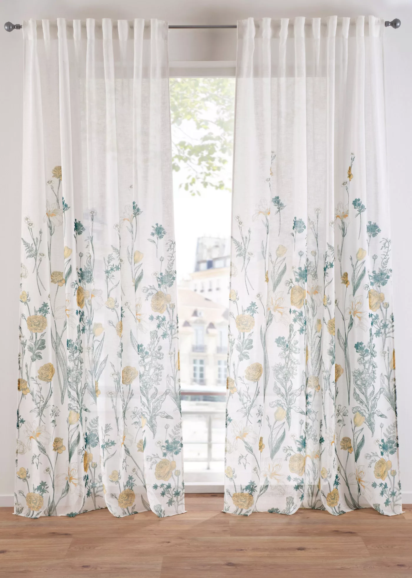 Vorhang mit Blumendruck (1er Pack) günstig online kaufen