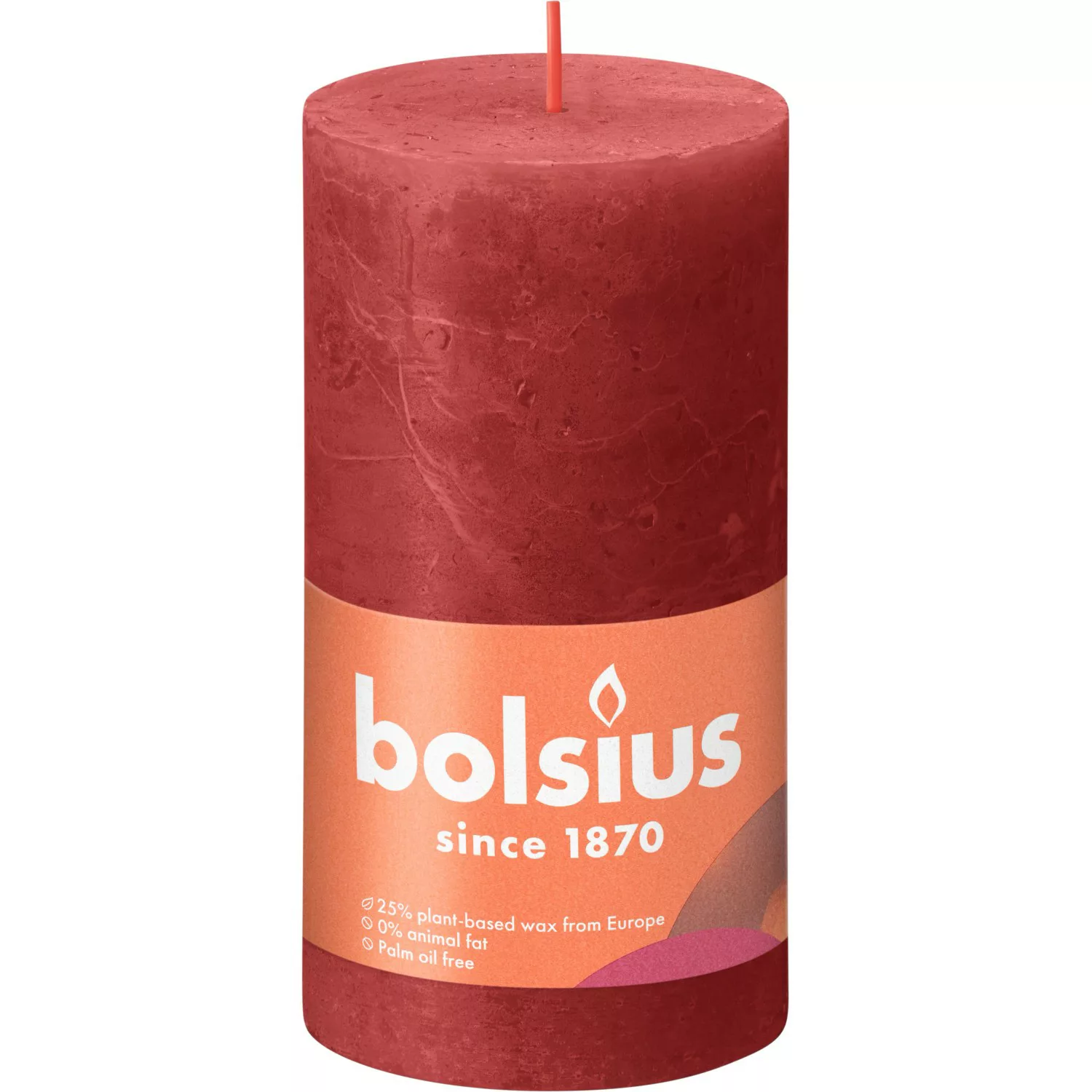 Bolsius Rustik-Kerze Shine 130/68 mm Zartes Rot günstig online kaufen