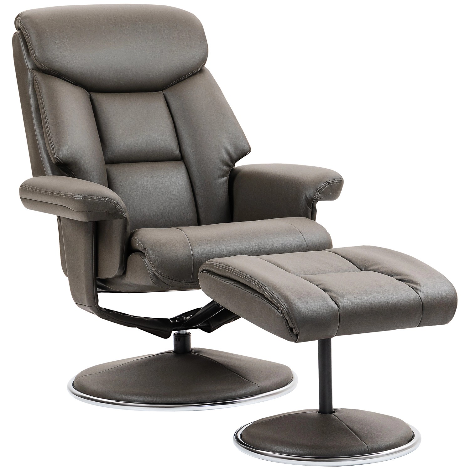 HOMCOM Relaxsessel mit Hocker Liegefunktion Wippfunktion Kunstleder Grau günstig online kaufen
