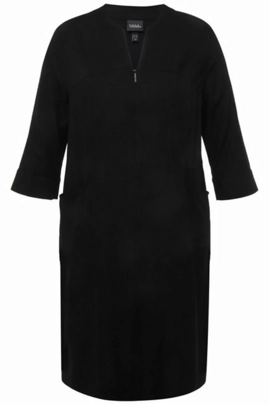 Ulla Popken Sommerkleid Kleid A-Linie Stehkragen 3/4-Arm Leinenmix günstig online kaufen