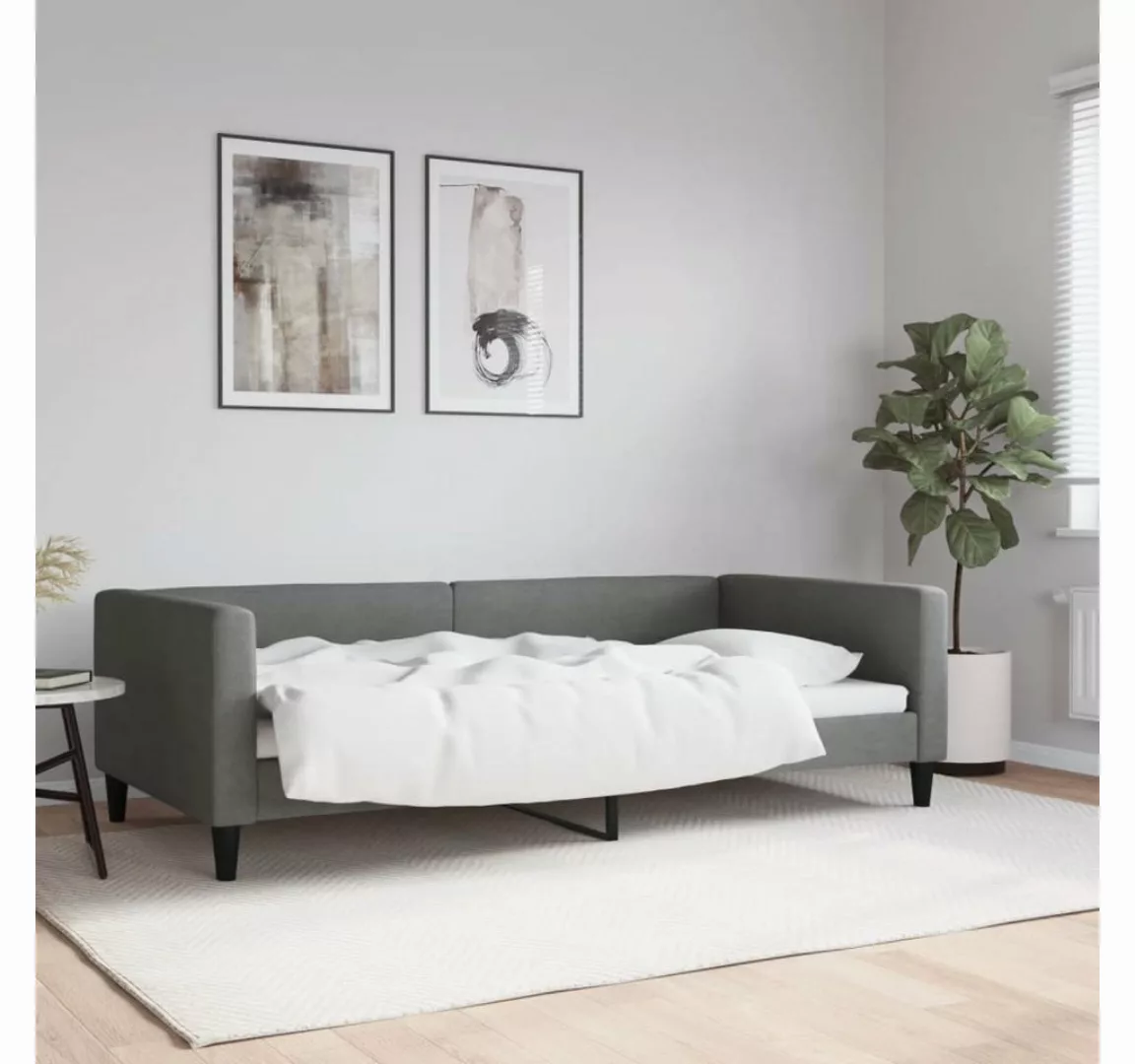 vidaXL Gästebett Tagesbett Dunkelgrau 100x200 cm Stoff Gästebett Gästecouch günstig online kaufen