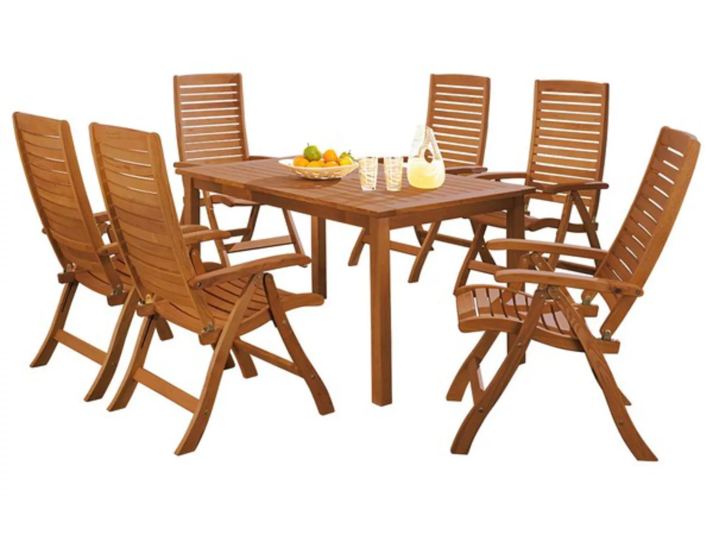 Gartenmöbel-set "Manja", 7-teilig, 6 Stühle, 1 Tisch 170/220 x 90 Cm günstig online kaufen