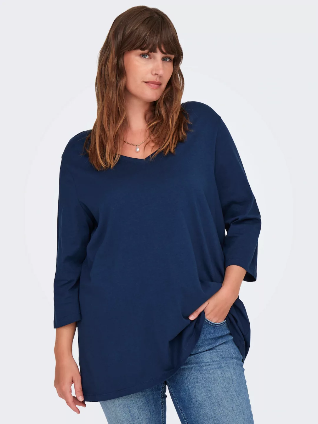 ONLY CARMAKOMA 3/4-Arm-Shirt "CARBONNIE LIFE 3/4 V-NECK A-SHAPE JRS" günstig online kaufen