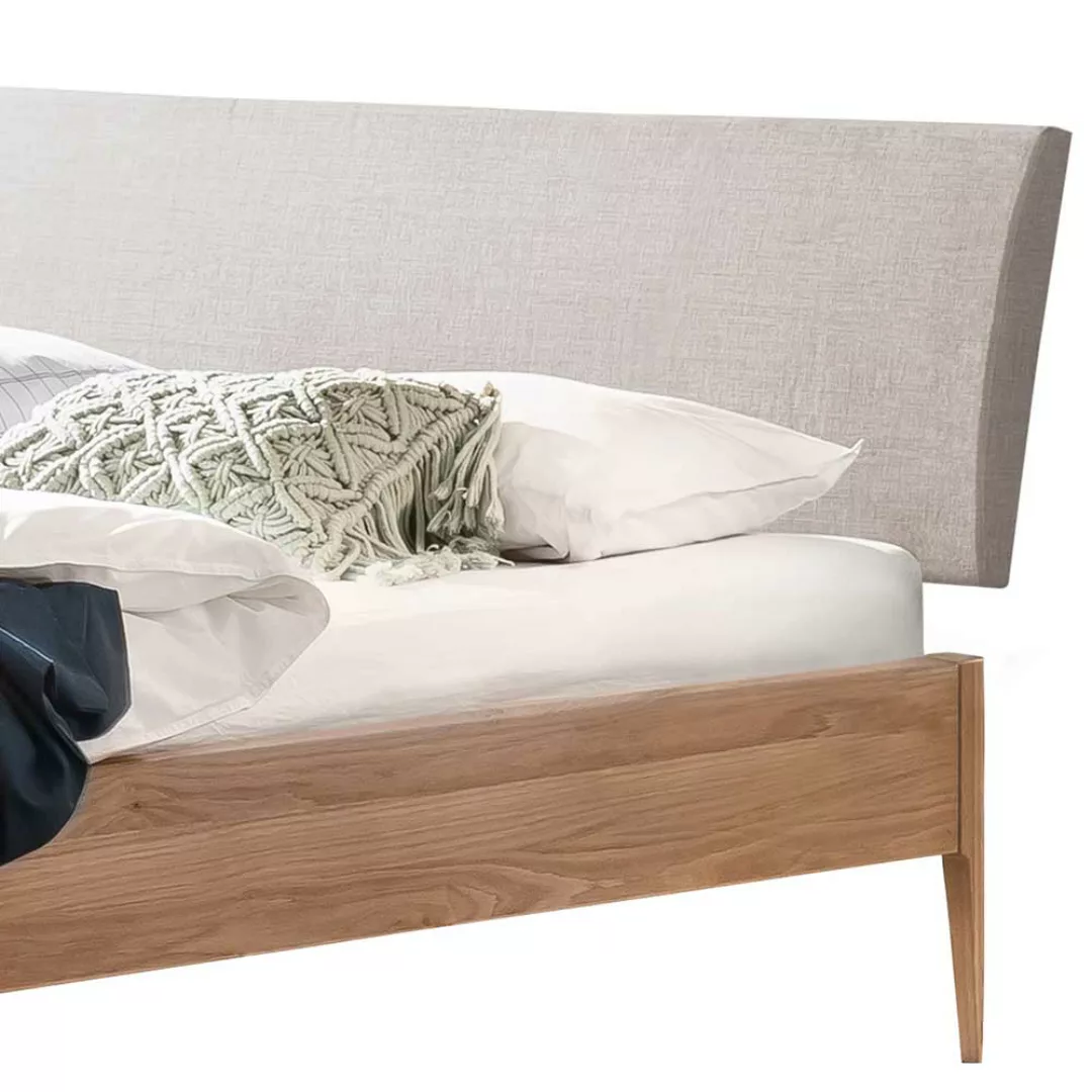 Bett Eiche mit Polsterkopfteil hell geölt 38 cm Einstiegshöhe günstig online kaufen