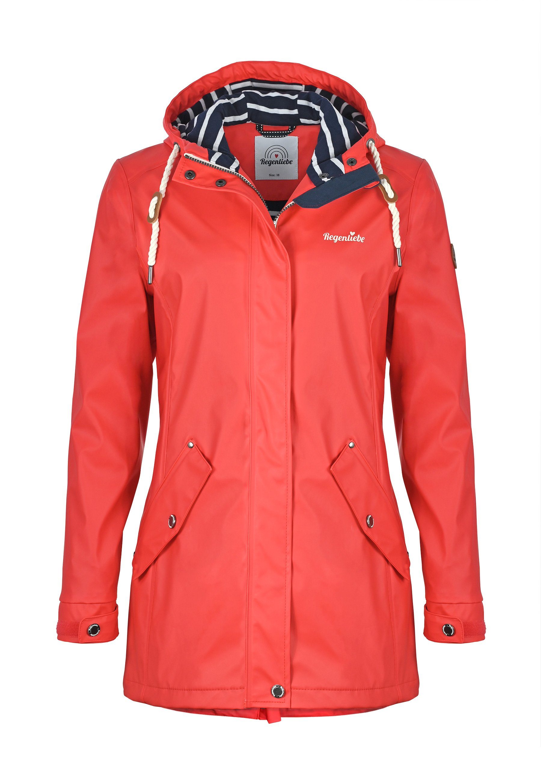 Regenliebe Regenjacke Friesennerz Regenmantel mit gestreiftem günstig online kaufen
