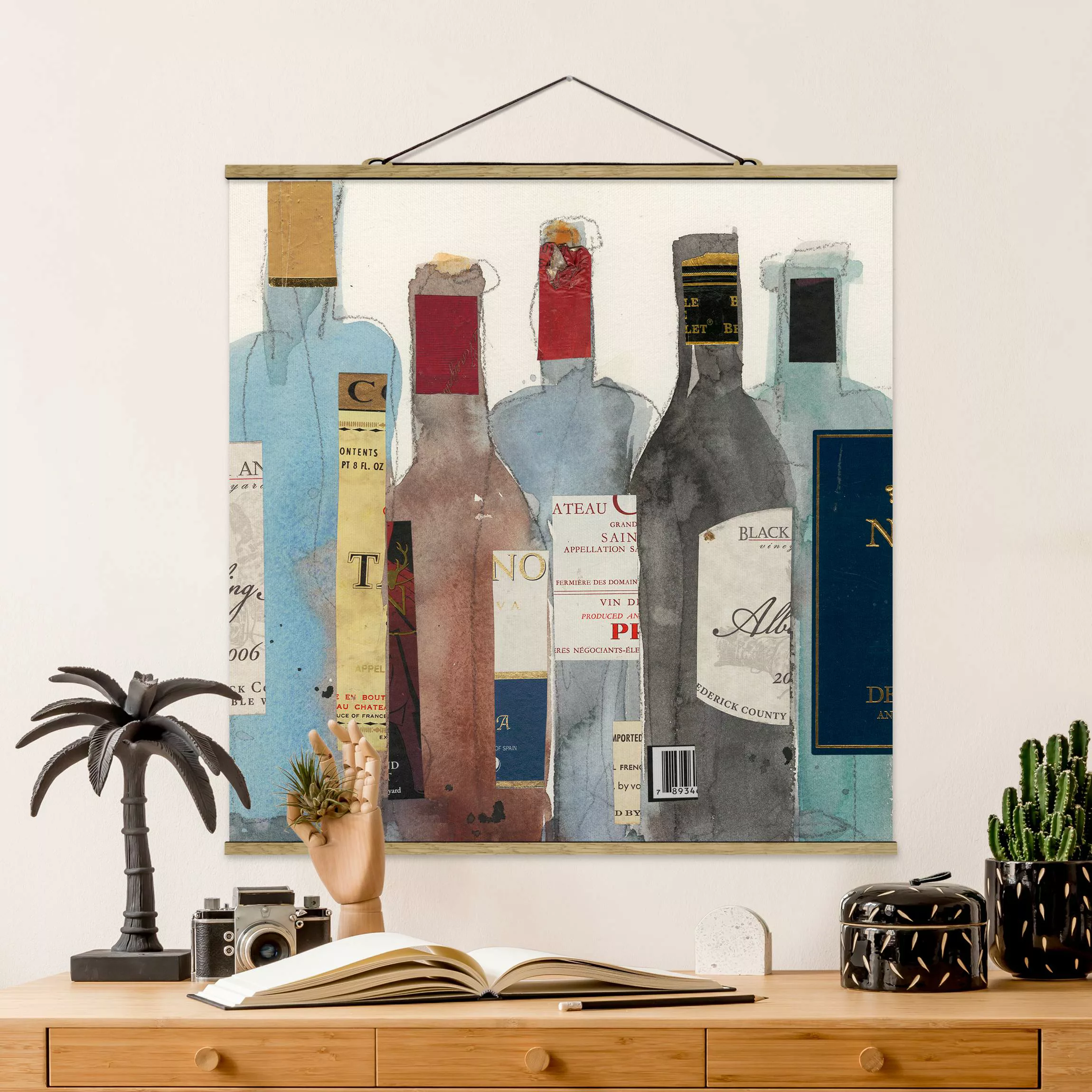 Stoffbild Küche mit Posterleisten - Quadrat Wein & Spirituosen II günstig online kaufen