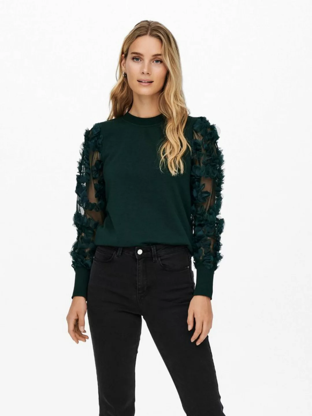 JACQUELINE de YONG Longpullover Eleganter Sweatshirt Blusen Pullover Mesh L günstig online kaufen