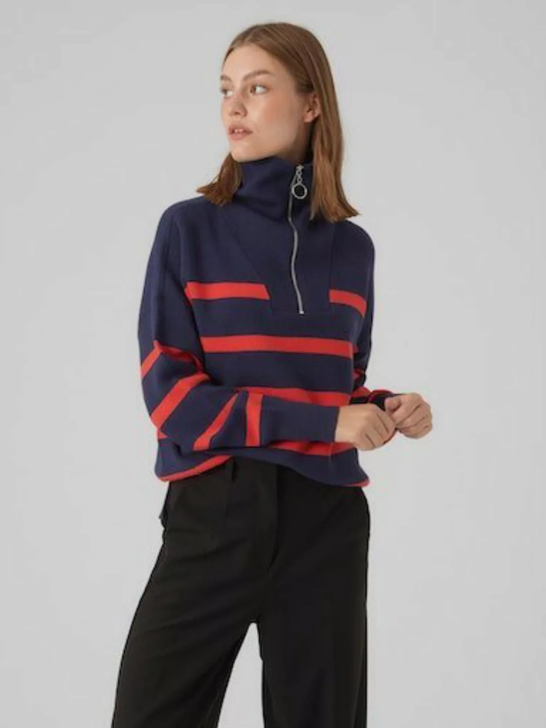 Vero Moda Troyer VMSABA STRIPE LS HIGHNECK BLOUSE GA NOOS günstig online kaufen