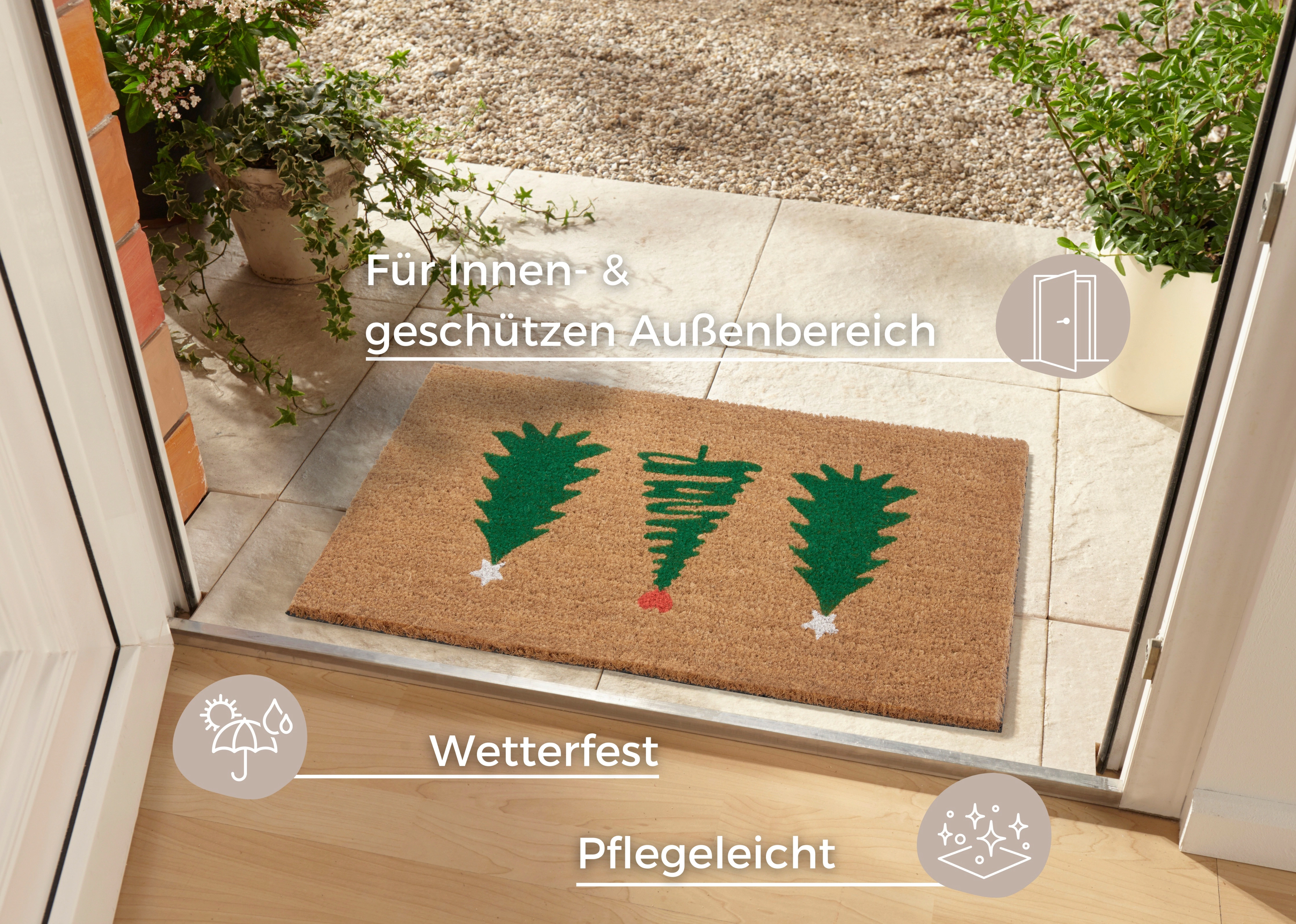 HANSE Home Fußmatte »Mix Mats Kokos Decorated Pine Trees«, rechteckig, 15 m günstig online kaufen