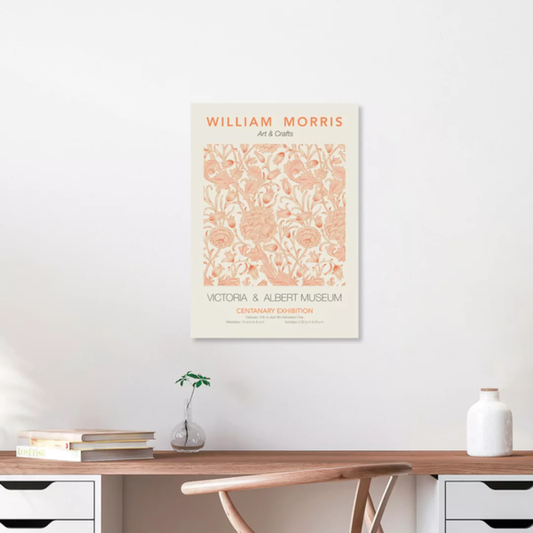 Poster / Leinwandbild - William Morris - Orangefarbenes Blumenmuster günstig online kaufen