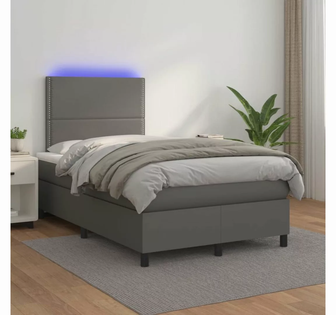 vidaXL Boxspringbett Boxspringbett mit Matratze & LED Kunstleder (120 x 200 günstig online kaufen