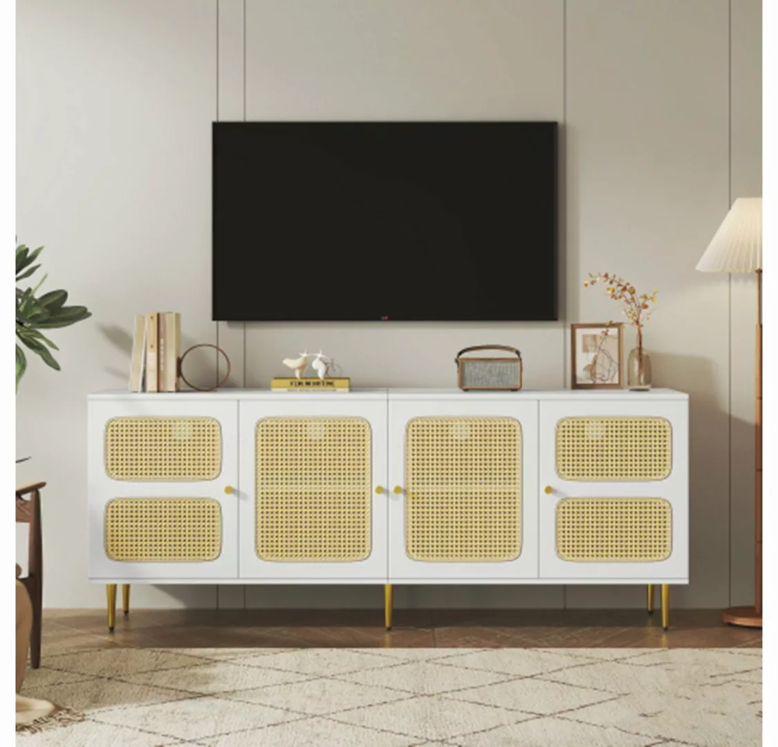 XDeer TV-Schrank Rattan-TV-Schrank mit 4 Rattantüren, Kabelmanagement, Für günstig online kaufen