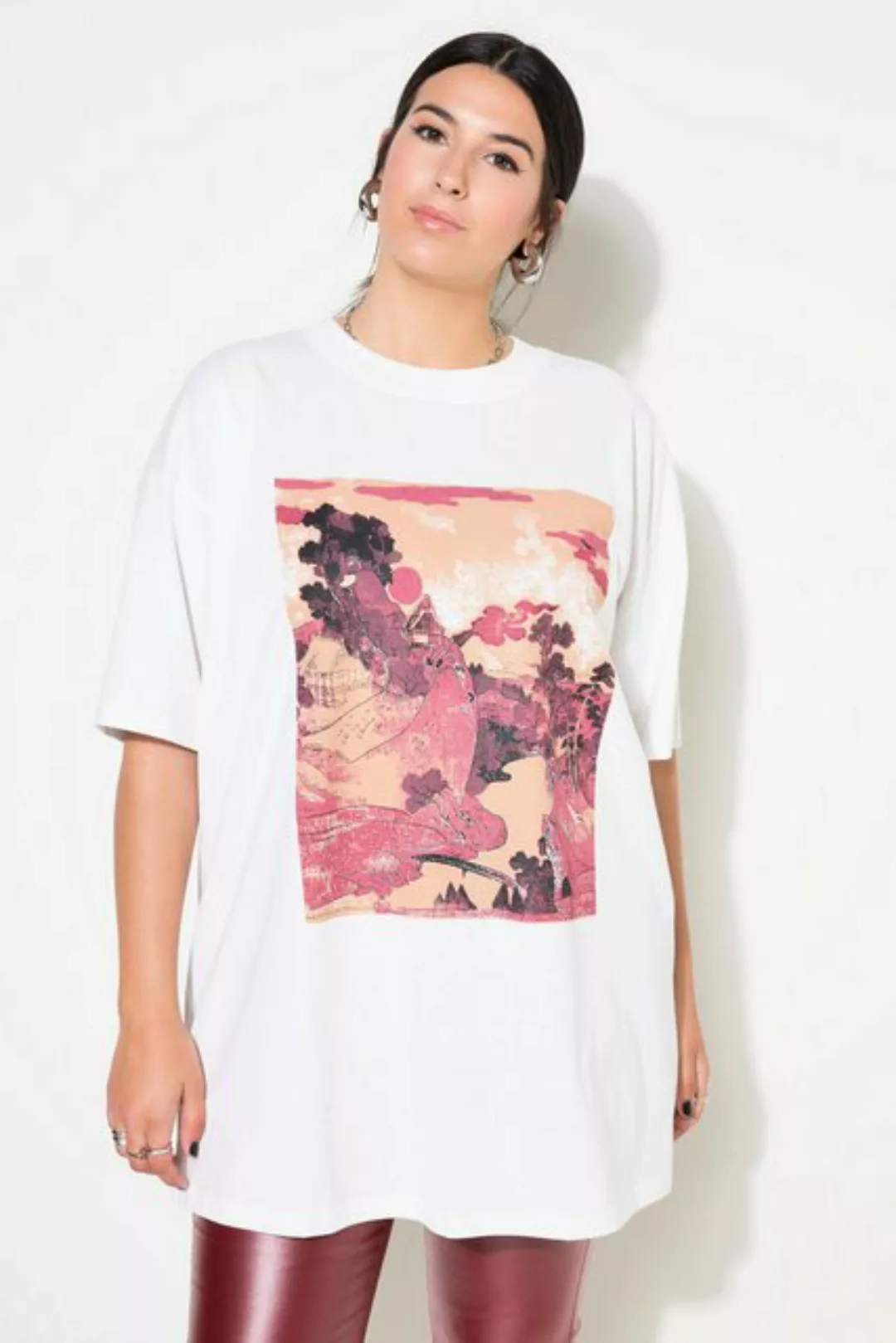 Studio Untold Rundhalsshirt T-Shirt oversized Asia-Motiv günstig online kaufen