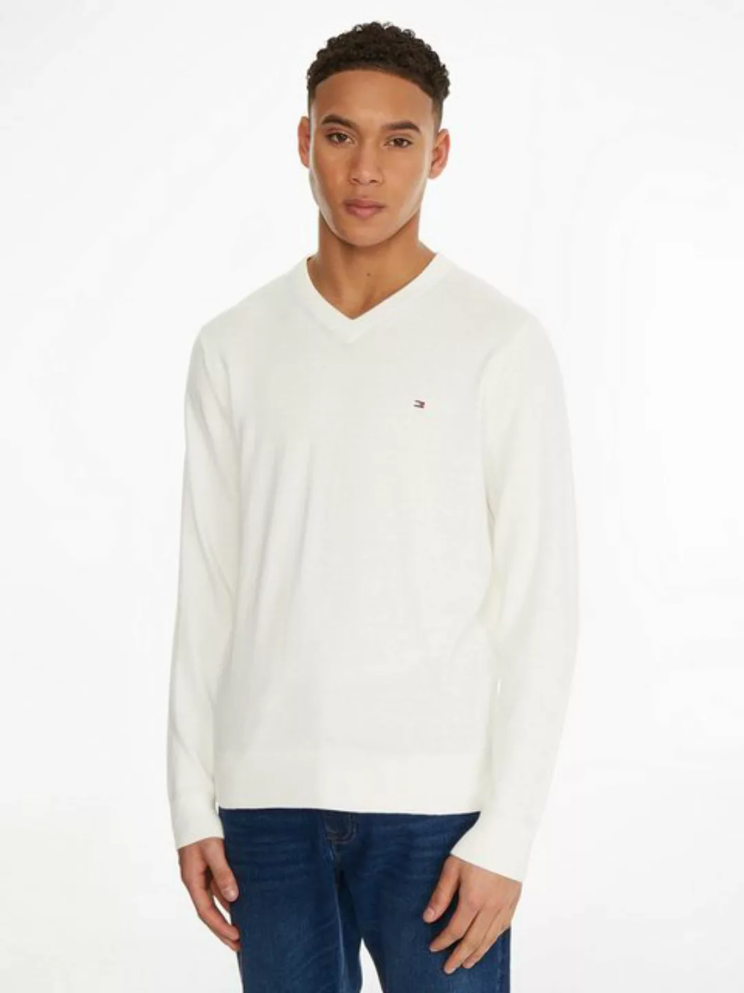 Tommy Hilfiger V-Ausschnitt-Pullover PIMA ORG CTN CASHMERE V NECK günstig online kaufen