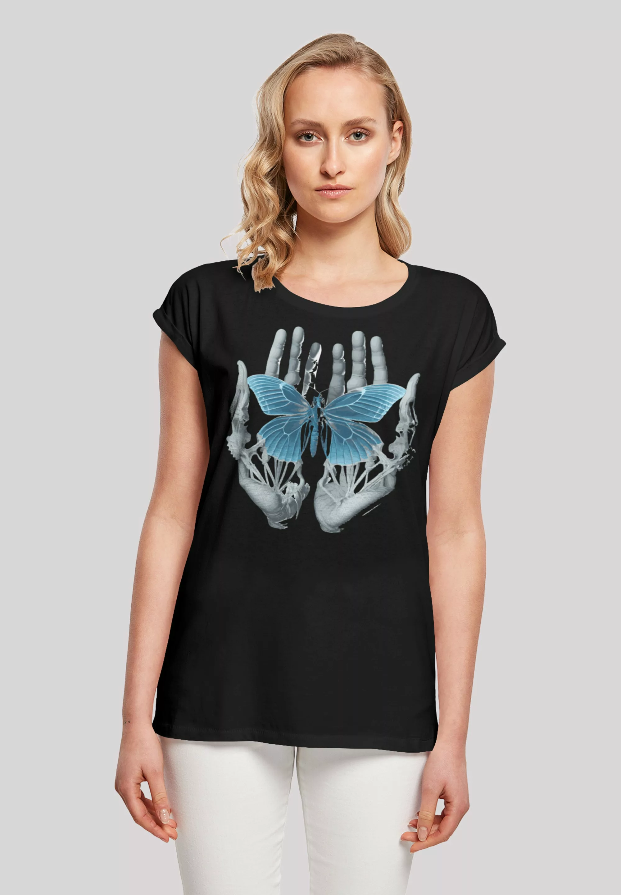 F4NT4STIC T-Shirt "Skelett Hände Schmetterling", Print günstig online kaufen