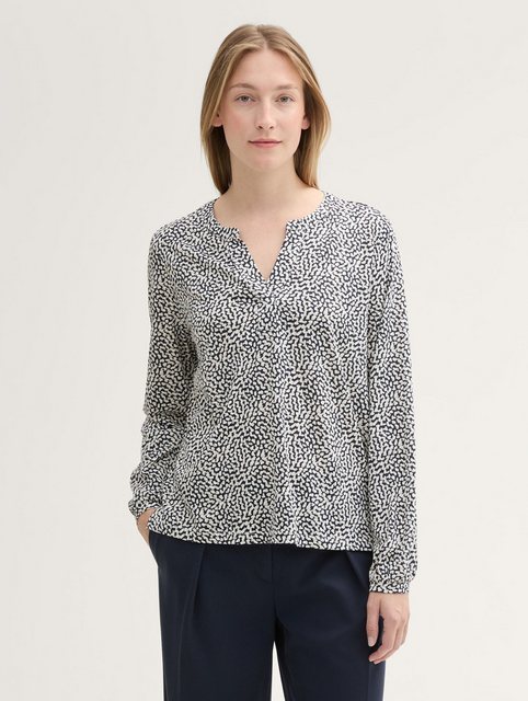 TOM TAILOR Langarmshirt Gemusterte Bluse mit TENCEL™ Modal günstig online kaufen