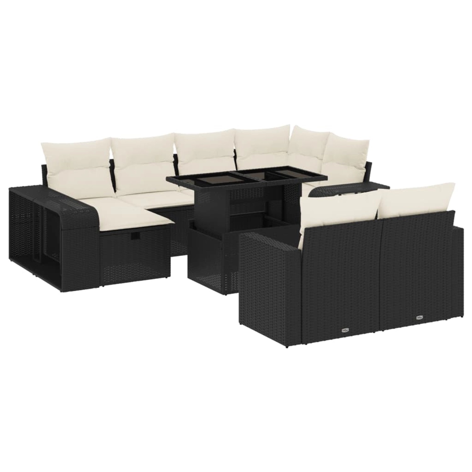 vidaXL 11-Tlg Garten-Sofagarnitur mit Kissen Schwarz Poly Rattan 3276502 günstig online kaufen
