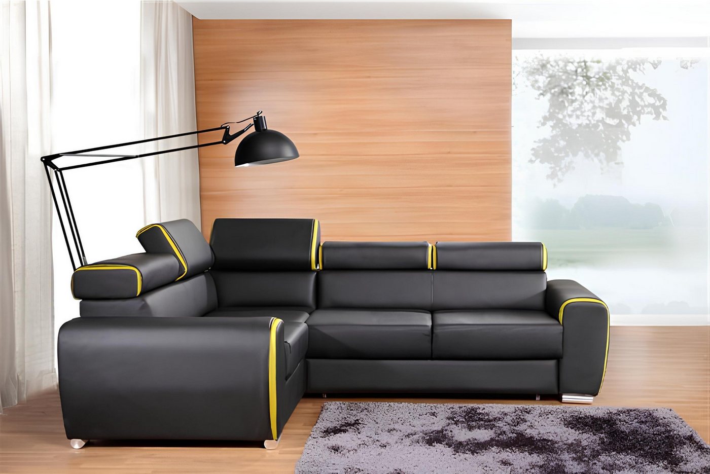 Xlmoebel Ecksofa Sofa mit Schlaffunktion in L-Form aus Leder und Stoffbezug günstig online kaufen