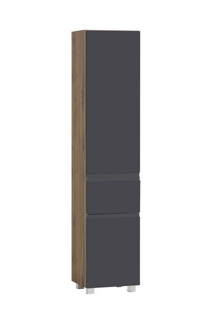 freiraum Seitenschrank Paris in grau / Wotaneiche, MDF - 40x180x35cm (BxHxT günstig online kaufen