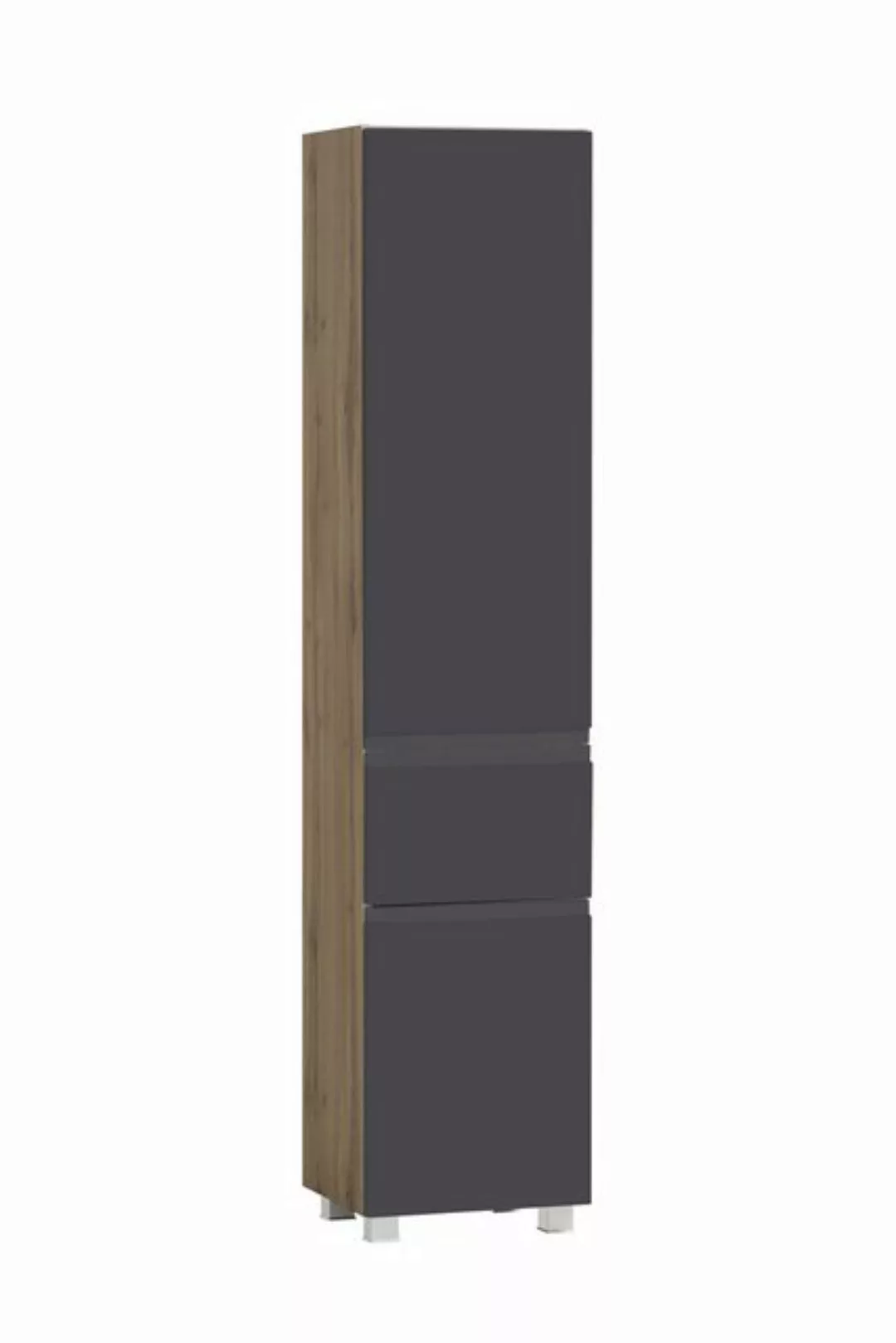 freiraum Seitenschrank Paris in grau / Wotaneiche, MDF - 40x180x35cm (BxHxT günstig online kaufen